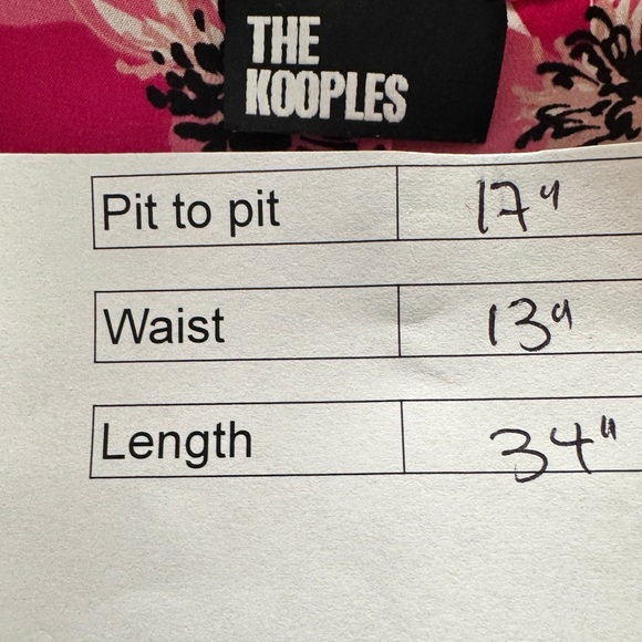 The Kooples Short Printed Silk Dress Pink - Picture 15 of 16